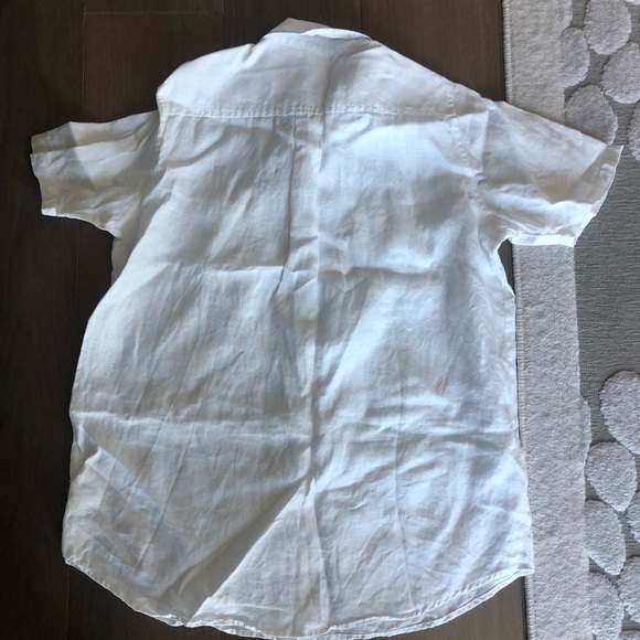 New ellen Tracy white linen button down shirt size small short sleeve blouse - Picture 8 of 9